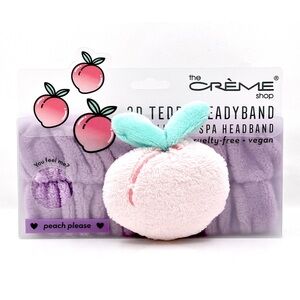The Crème Shop 3D Plush Peach Elastic Face Wash Headband